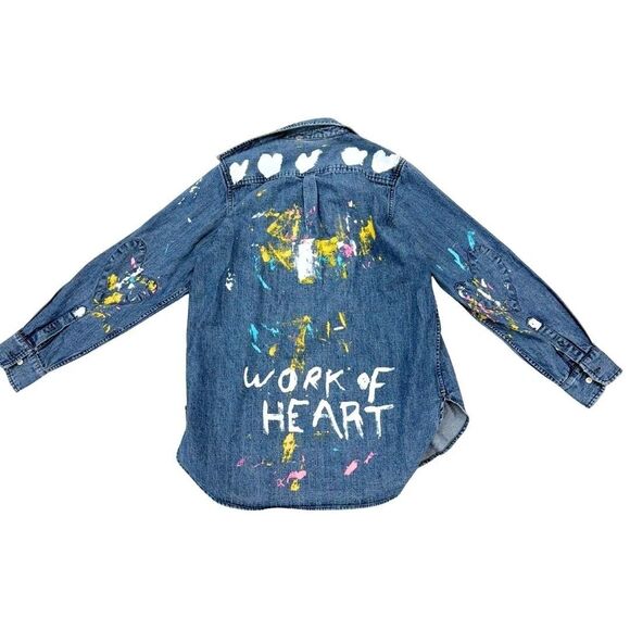 Kerri Rosenthal Mia Studio Shirt Top Long Sleeve Printed Artwork S NWD 285389 - Picture 7 of 16